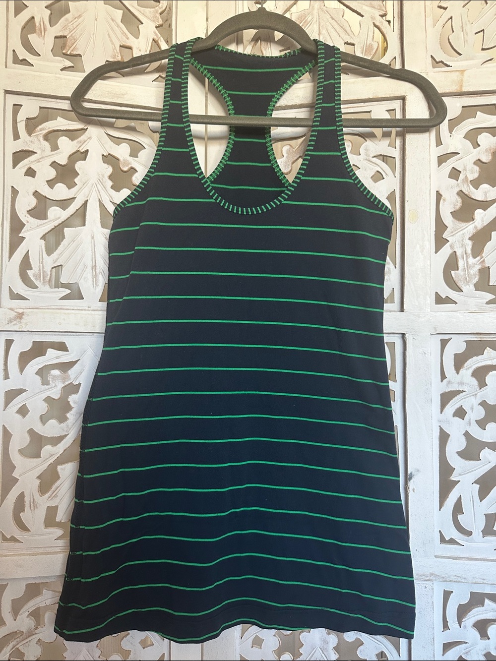 lululemon athletica Black Tank with Green Stripes